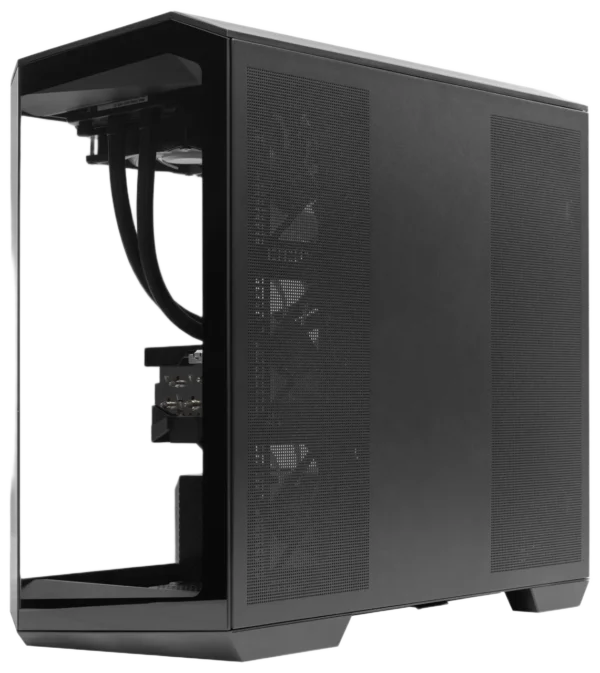 Closed view of MSI MAG Pano M100R PC case with full mesh side panel