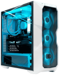 White Cooler Master TD500 Mesh V2 gaming PC case with three front RGB fans and tempered glass side panel