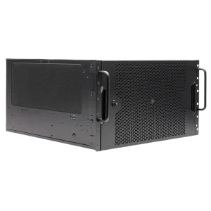 SilverStone RM600 6U rackmount chassis, angled front-left view with carrying handles